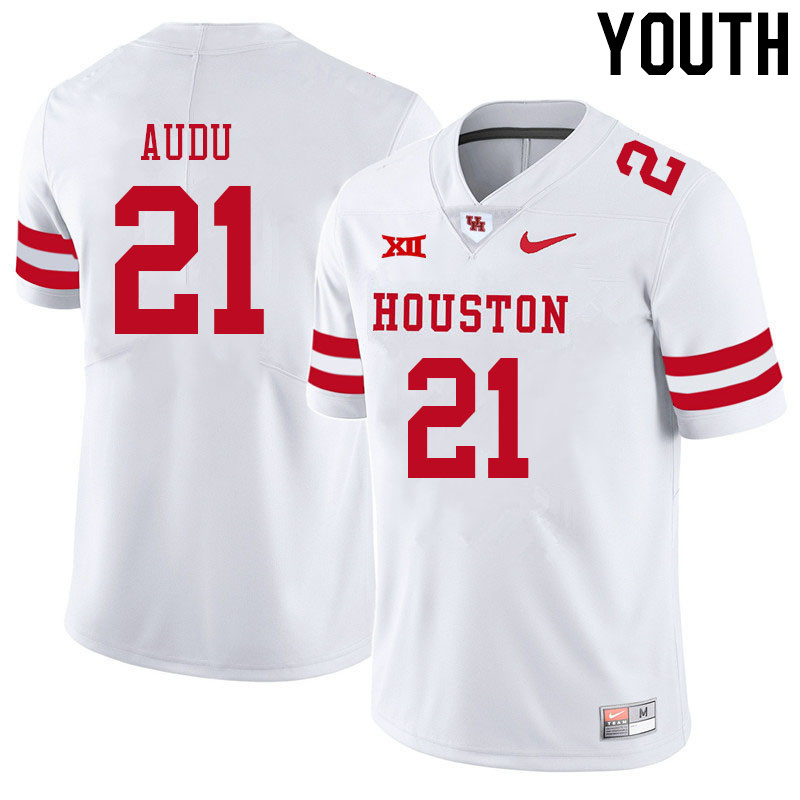 Youth #21 Abdul-Lateef Audu Houston Cougars College Big 12 Conference Football Jerseys Sale-White